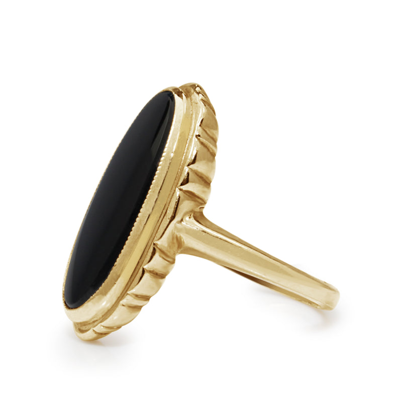 10ct Yellow Gold Vintage Onyx Ring