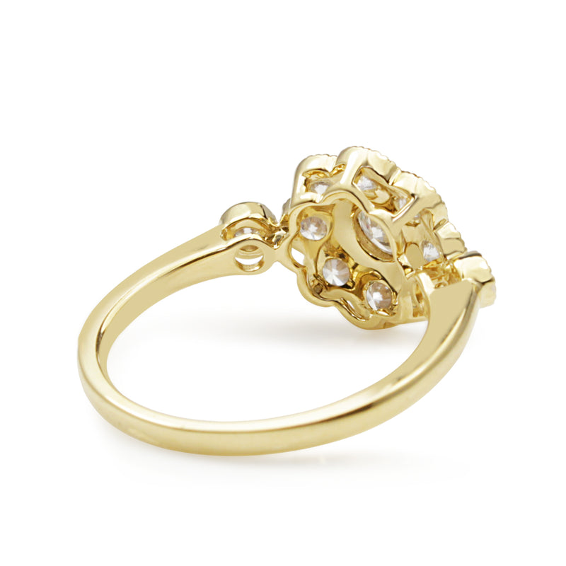18ct Yellow and White Gold Diamond Daisy Ring