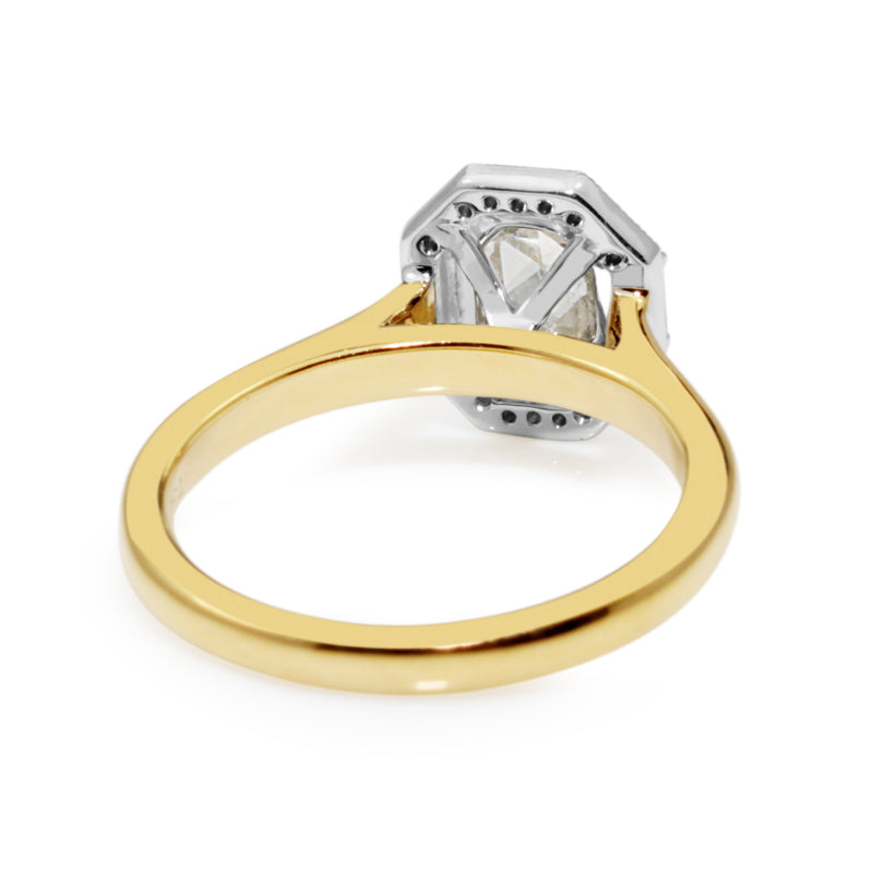 18ct Yellow and White Gold Vintage Style Rose Cut Diamond Halo Ring