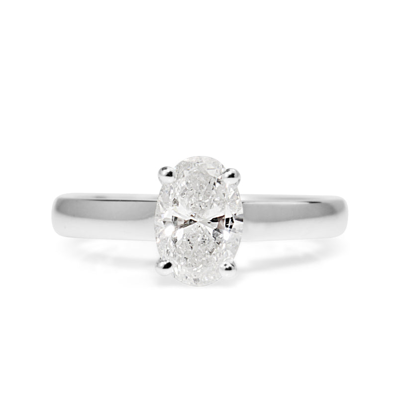 18ct White Gold Oval Diamond Solitaire Ring