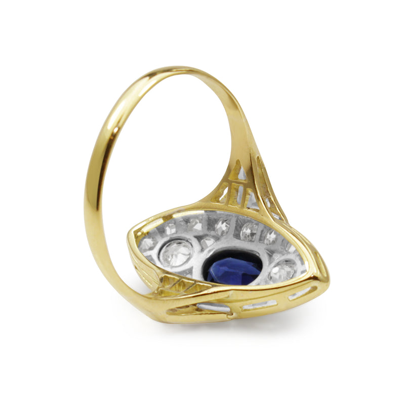 18ct Yellow and White Gold Antique Sapphire and Diamond Ring