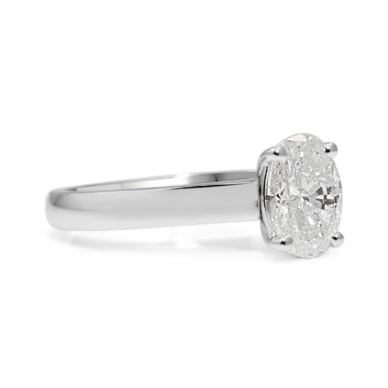 18ct White Gold Oval Diamond Solitaire Ring
