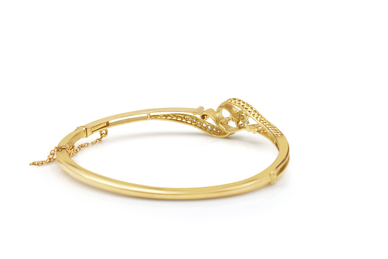 18ct Yellow Gold Antique Rose Cut Diamond Bangle