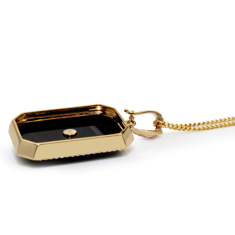 9ct Yellow Gold Onyx and Diamond Pendant / Enhancer
