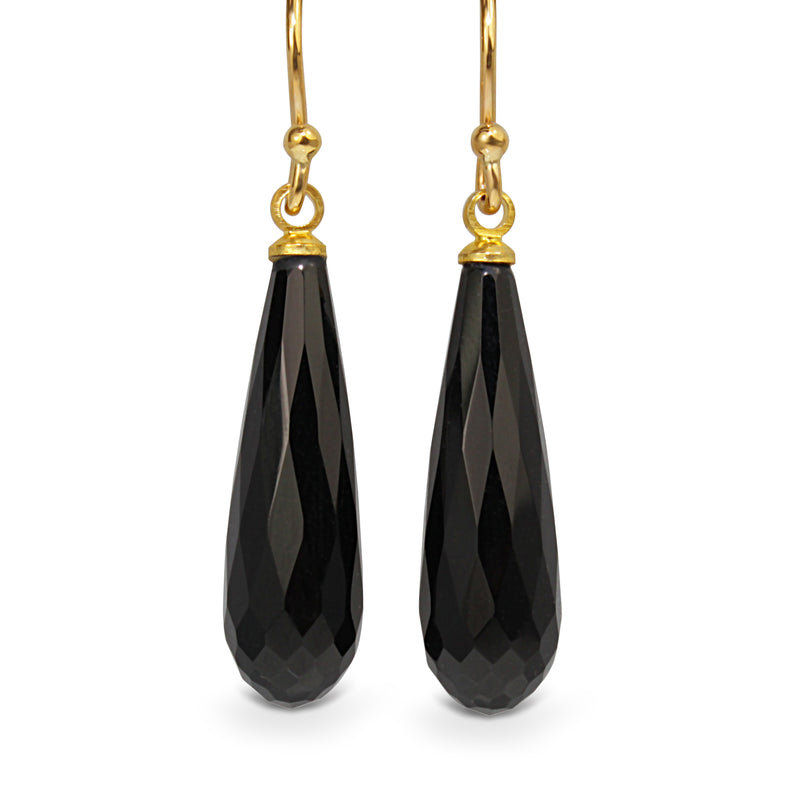 9ct Yellow Gold Onyx Briolette Earrings