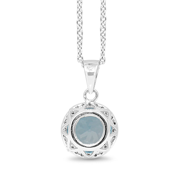 9ct White Gold Topaz and Diamond Halo Pendant