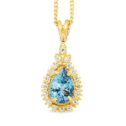 14ct Yellow Gold Topaz and Diamond Pendant