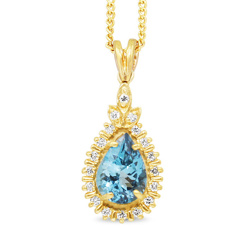 14ct Yellow Gold Topaz and Diamond Pendant