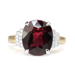 18ct Yellow and White Gold Garnet and Diamond Ring