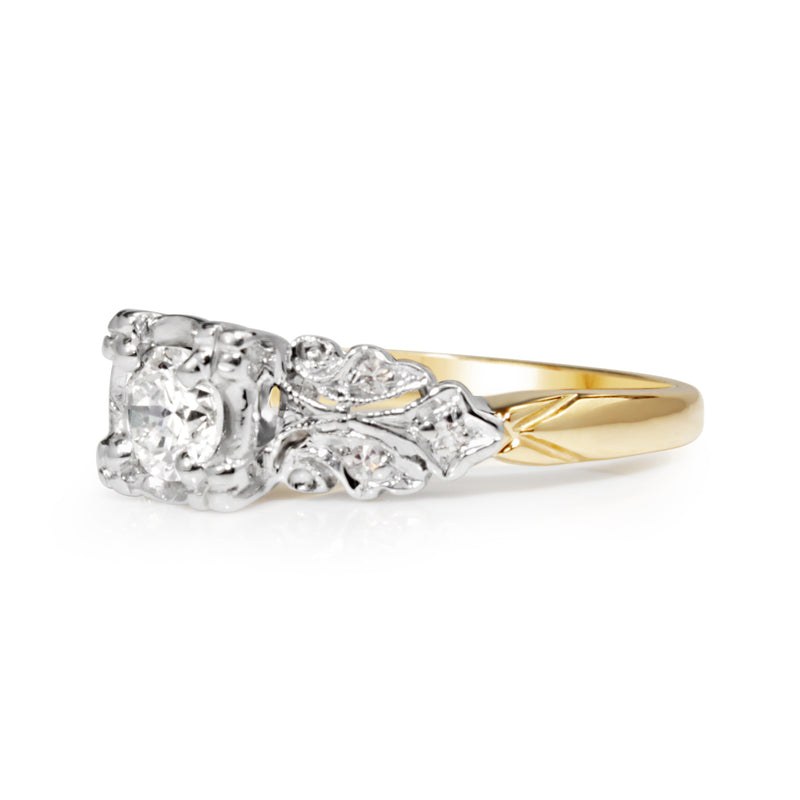 14ct Yellow and White Gold Vintage Diamond Ring