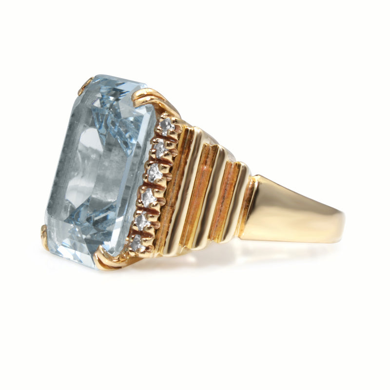 14ct Yellow Gold Vintage Spinel and Diamond Cocktail Ring