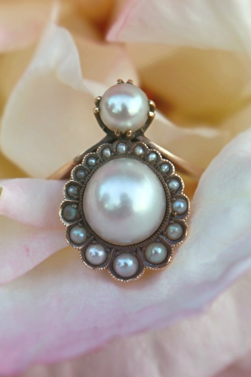 14ct Yellow Gold Antique Belle Époque Pearl Ring