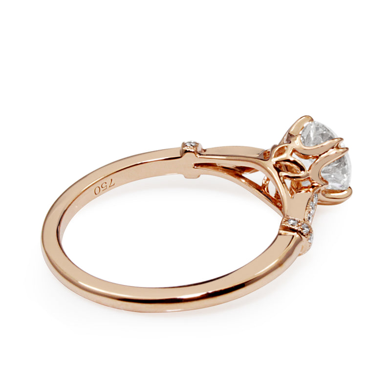 18ct Rose Gold Vintage Style Solitaire Ring