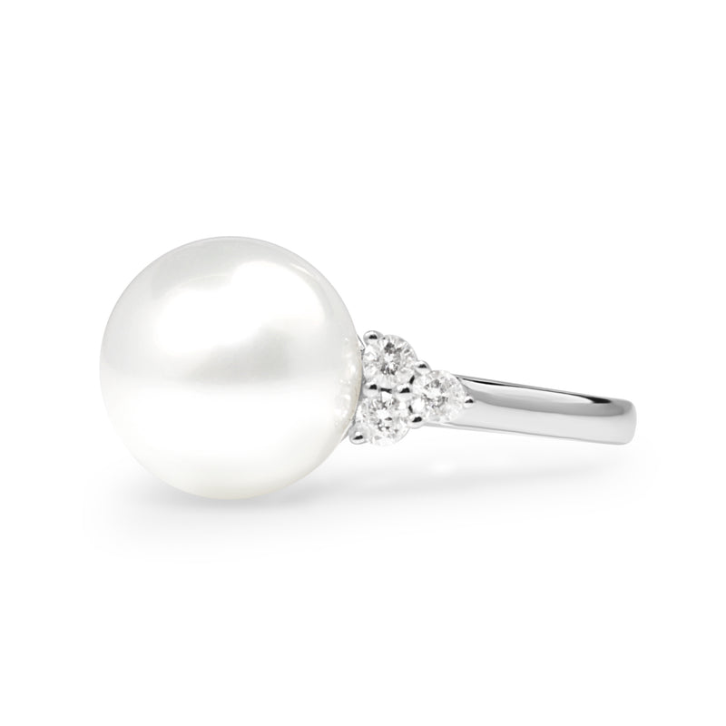 18ct White Gold South Sea 12mm Pearl and Diamond Ring