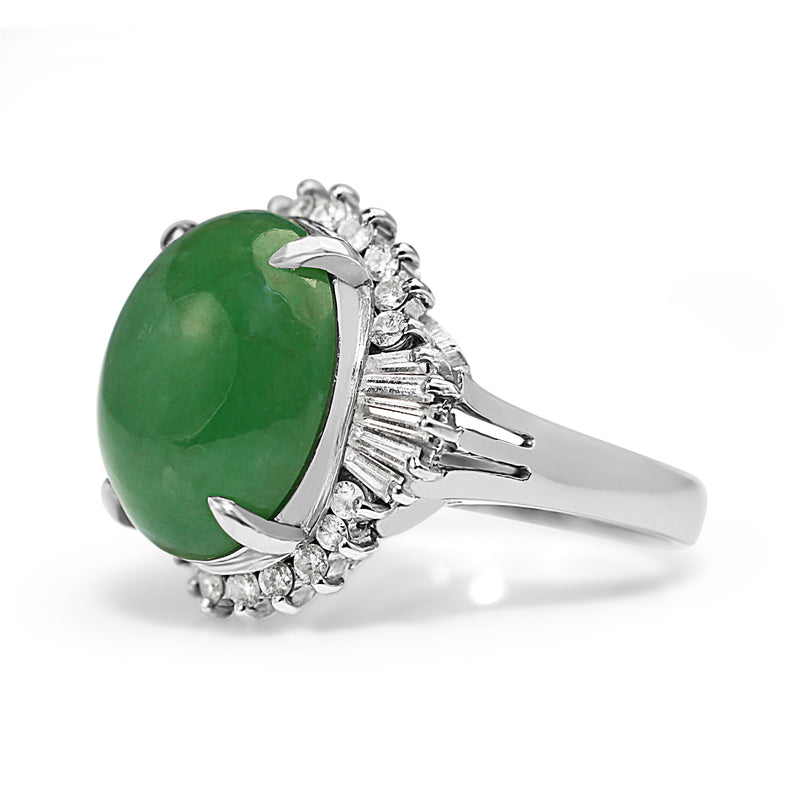 Platinum Jade and Diamond Ballerina Ring