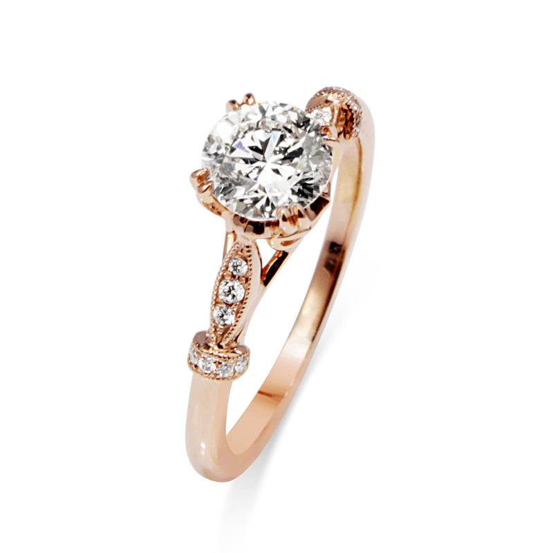 18ct Rose Gold Vintage Style Solitaire Ring