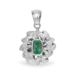 Palladium Vintage Emerald and Diamond Necklace