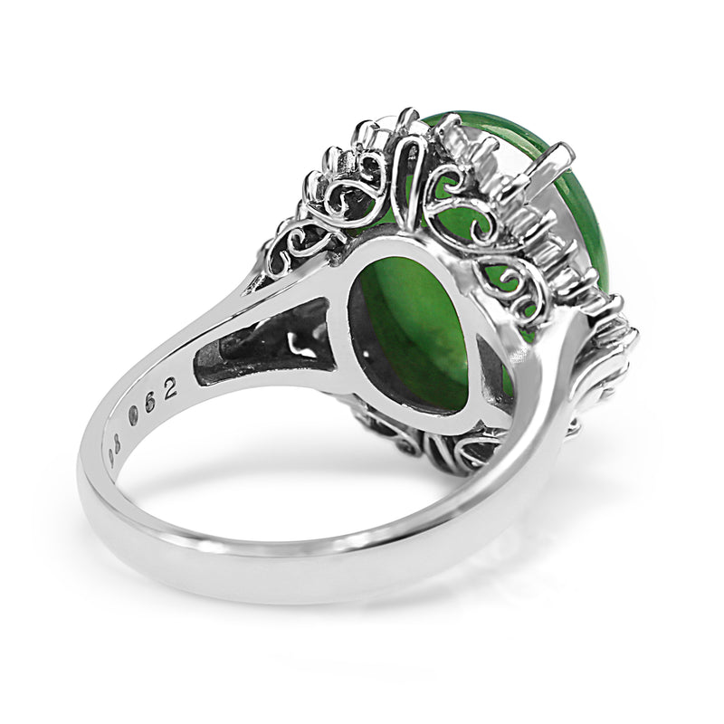 Platinum Jade and Diamond Ballerina Ring