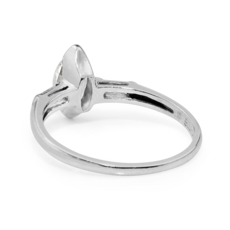 Platinum Old Cut Marquise Diamond Ring