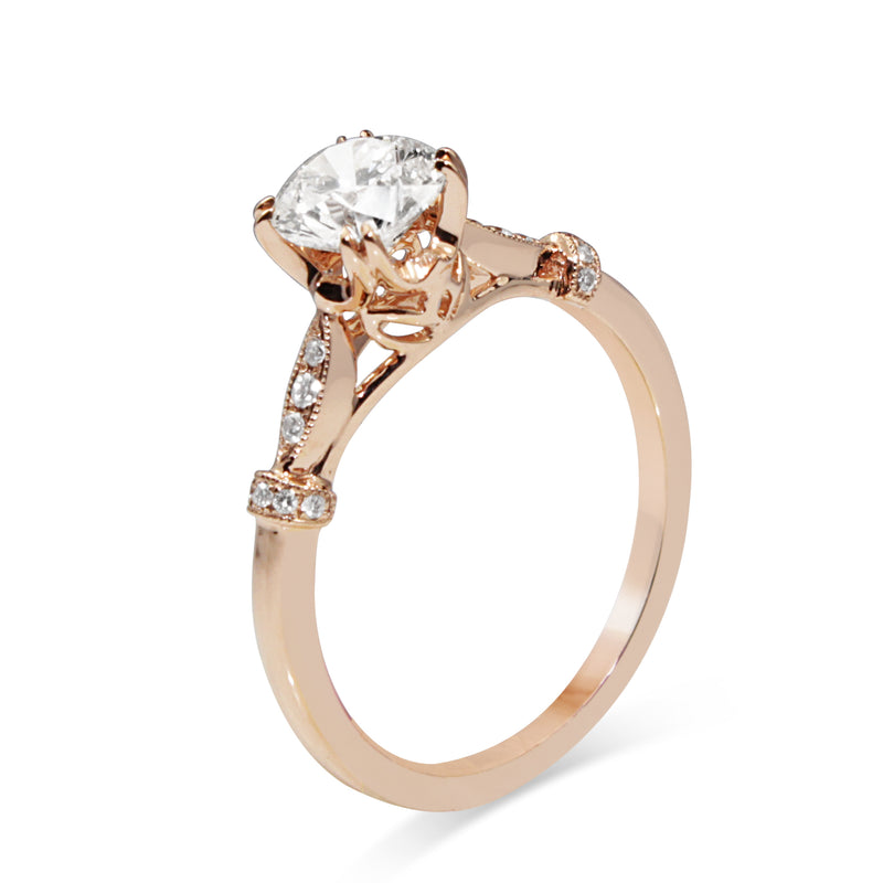 18ct Rose Gold Vintage Style Solitaire Ring