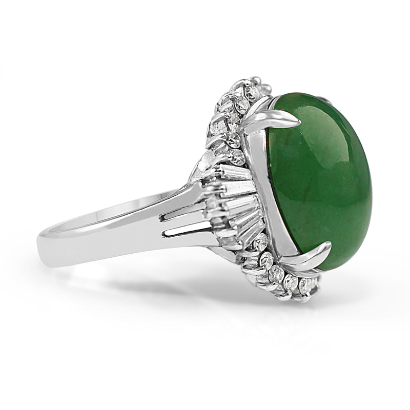 Platinum Jade and Diamond Ballerina Ring