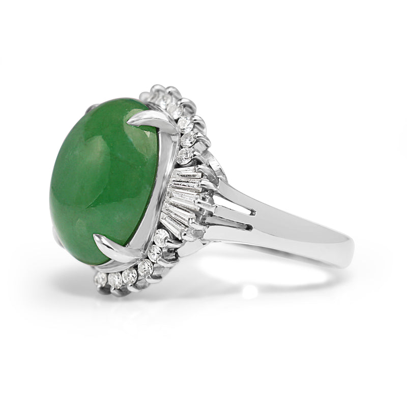 Platinum Jade and Diamond Ballerina Ring