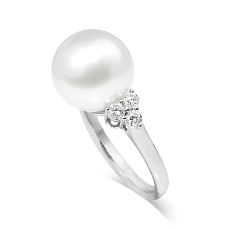 18ct White Gold South Sea 12mm Pearl and Diamond Ring