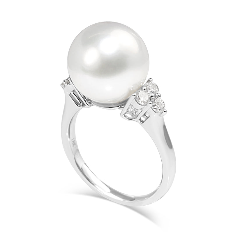 18ct White Gold South Sea 12mm Pearl and Diamond Ring