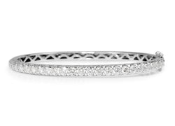 9ct White Gold Hinged 3ct Diamond Bangle