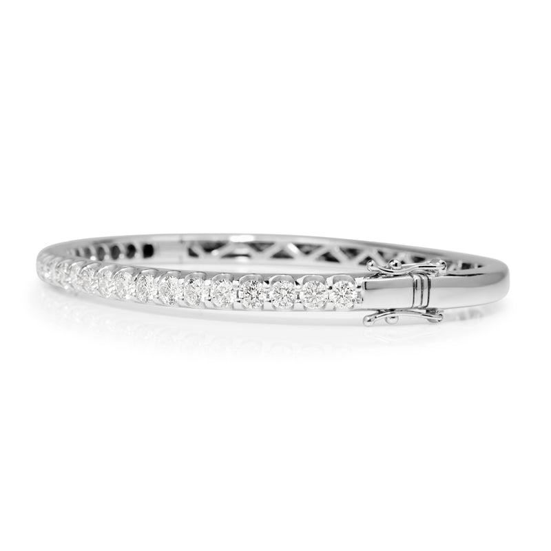 9ct White Gold Hinged 3ct Diamond Bangle