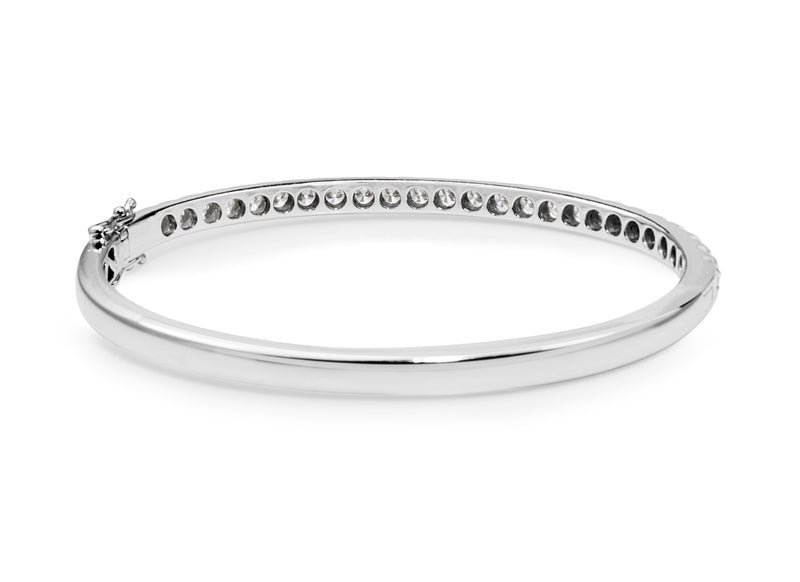 9ct White Gold Hinged 3ct Diamond Bangle