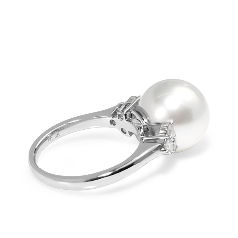 18ct White Gold South Sea 12mm Pearl and Diamond Ring