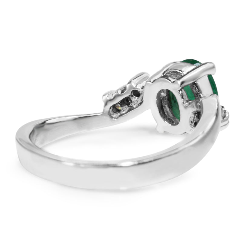 Platinum Vintage Emerald and Diamond Ring