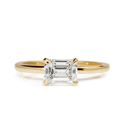 18ct Yellow Gold East West Emerald Cut 1.05ct Diamond Solitaire Ring