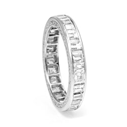 Platinum Art Deco Emerald / Asscher Cut All Round Diamond Band