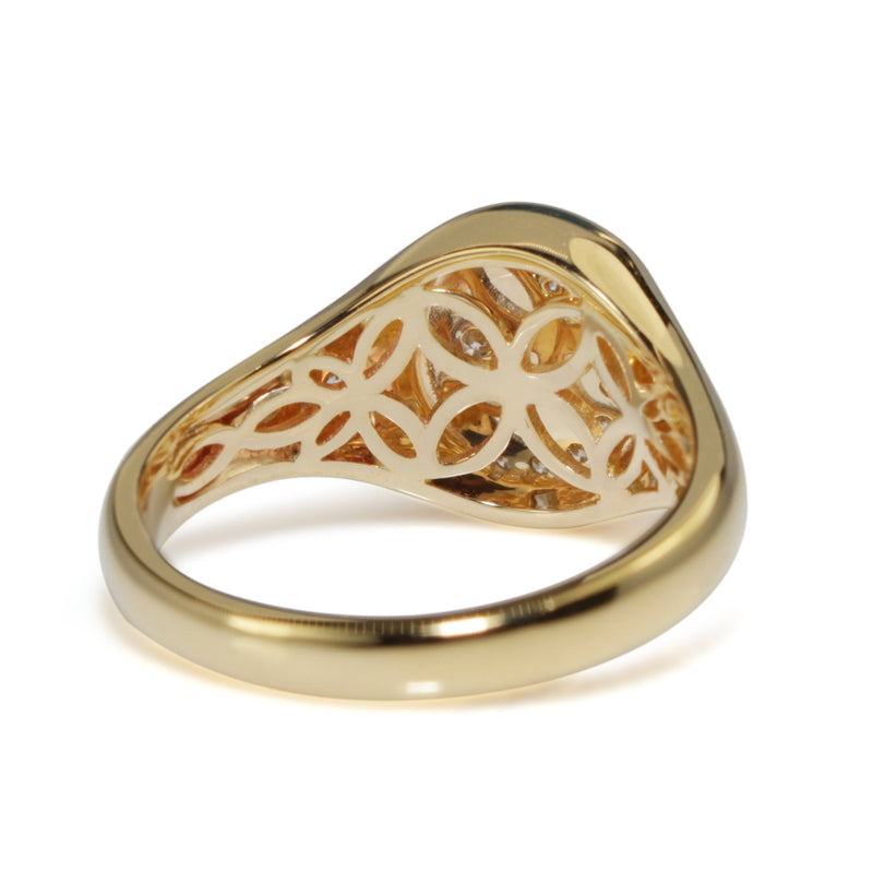 18ct Yellow Gold Diamond Moon and Stars Signet Ring