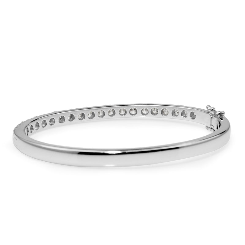 9ct White Gold Hinged 4.05ct Diamond Bangle