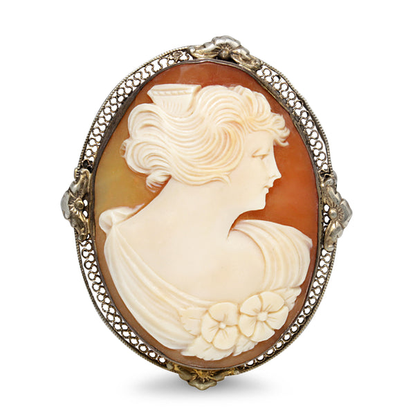 Silver Antique Cameo Brooch / Pendant