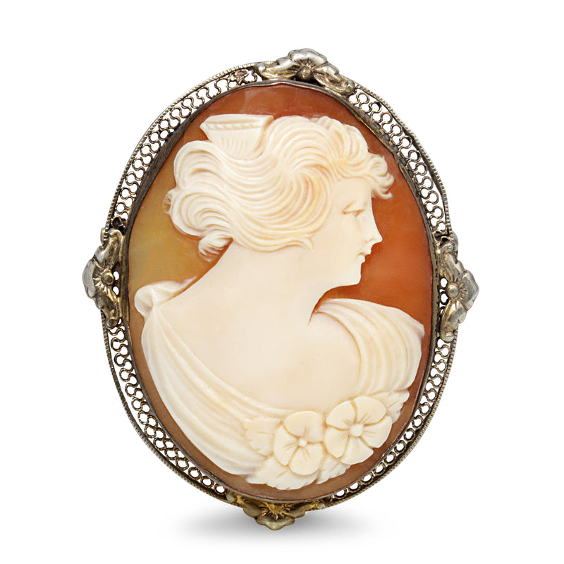 Silver Antique Cameo Brooch / Pendant