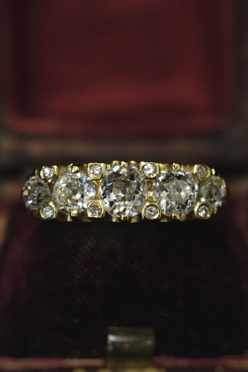 18ct Yellow Gold Old Cut 5 Stone Diamond Ring
