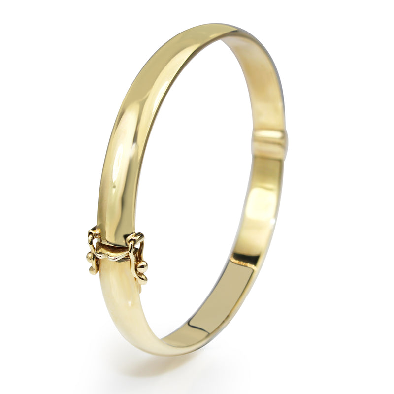 9ct Yellow Gold Solid Oval Hinged Bangle