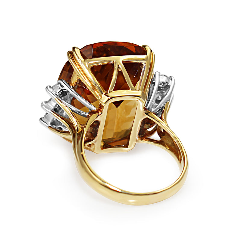 18ct Yellow Gold Citrine and Diamond Cocktail Ring