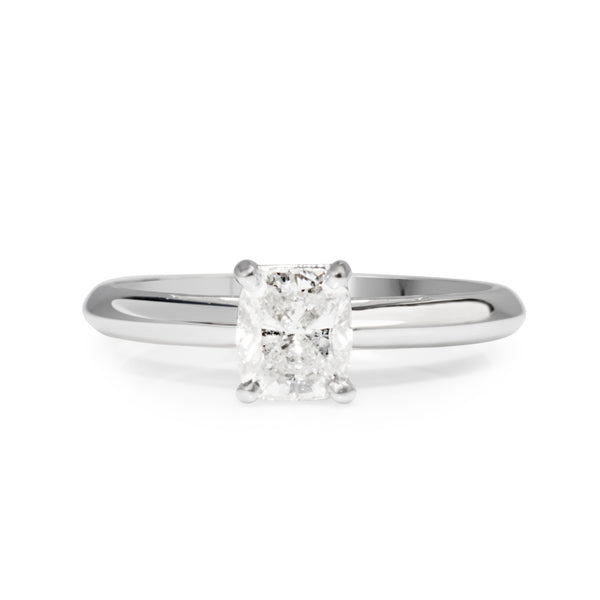 18ct White Gold Cushion Diamond Solitaire Ring