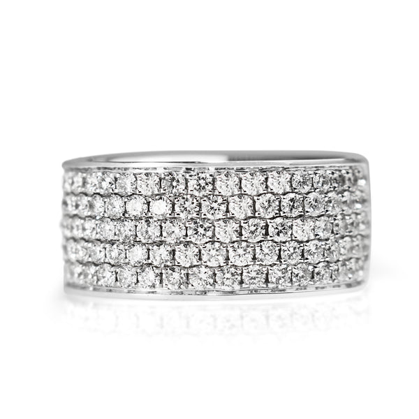 18ct White Gold Wide Pavé Diamond Band Ring