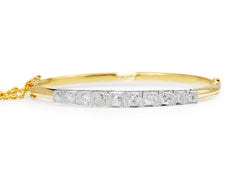 18ct Yellow and White Gold Antique Old Cut Diamond Bangle