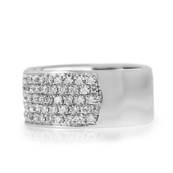 18ct White Gold Wide Pavé Diamond Band Ring