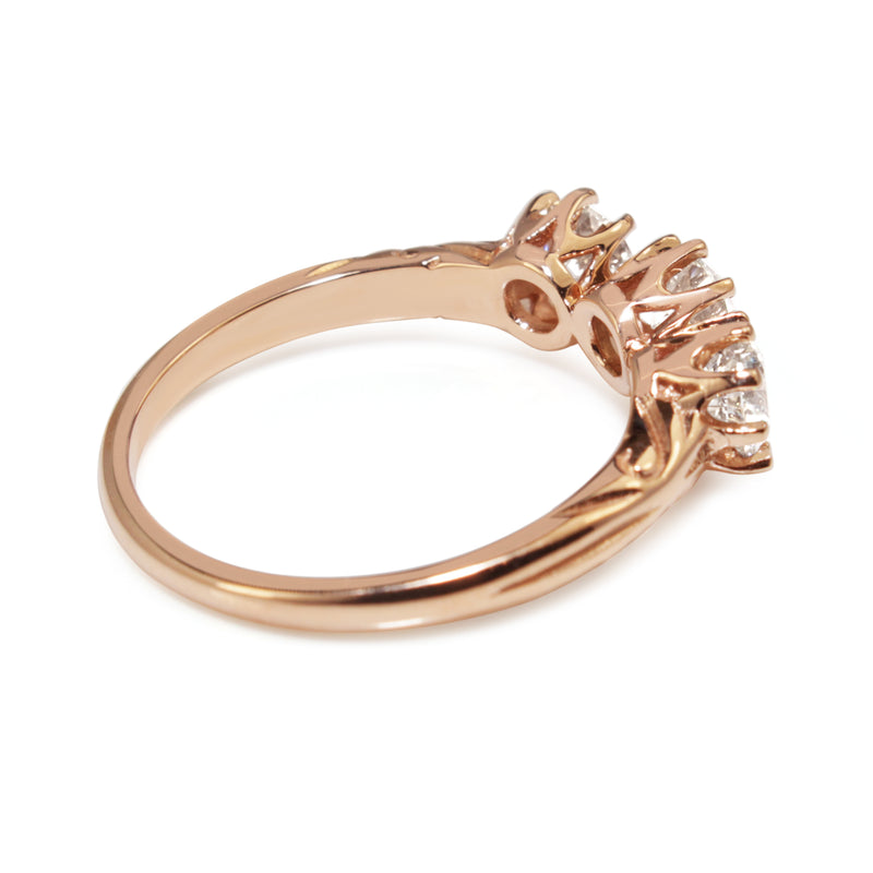 18ct Rose Gold Antique Style 3 Stone Diamond Ring