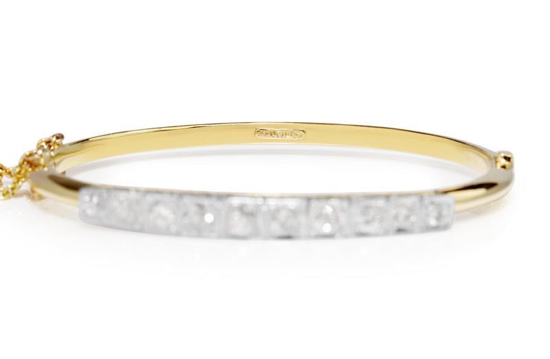 18ct Yellow and White Gold Antique Old Cut Diamond Bangle