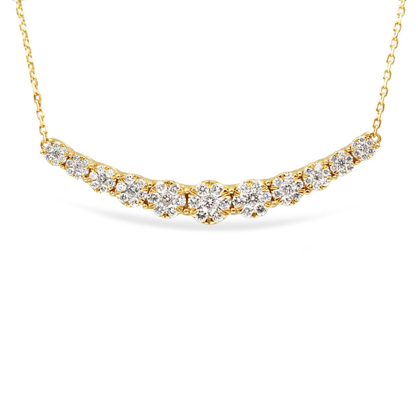 14ct Yellow Gold Diamond Clusters Necklace