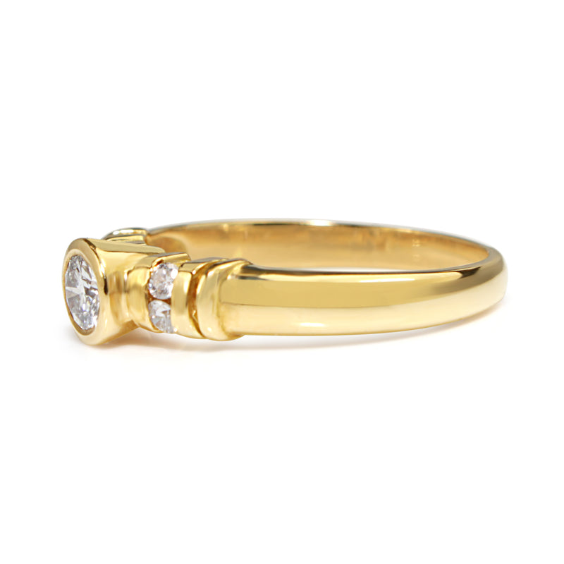 18ct Yellow Gold Bezel and Channel Set Diamond Ring
